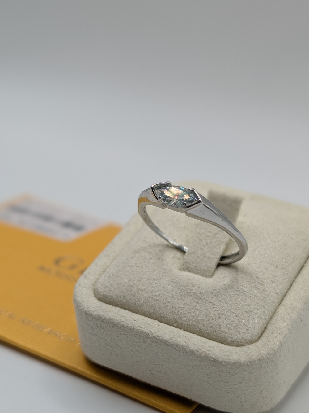 NWT GRA Certified Moissanite Marquise Ring Adjustable Silver 8.5
